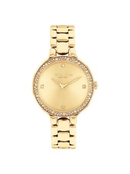Coach - Quartz Analog Golden Dial Stainless Steel Strap Watch for Women (M)