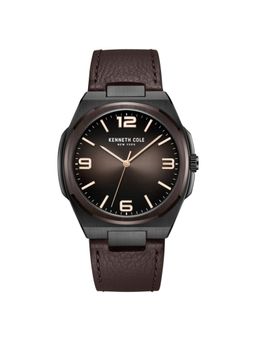 Kenneth Cole - Quartz Analog Brown Dial Brown Leather Strap Watch for Men (M)
