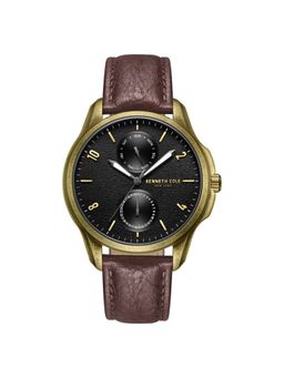 Kenneth Cole - Quartz Multifunction Brown Dial Leather Strap Watch for Men (M)