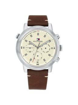 Tommy Hilfiger - Quartz Multifunction Brown Leather Strap for Men (M)