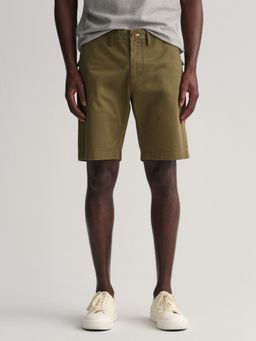 GANT - Mens Solid Hallden Green Twill Shorts