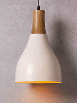 Homesake - Croft Metal Wood Pendant Light White Pyramid