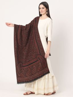 Moda Chales - Black Brown Paisley Wool Stole (M)