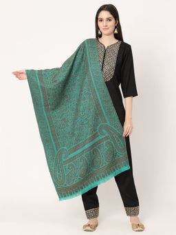 Moda Chales - Turquoise Green And Brown Paisley Wool Stole (M)