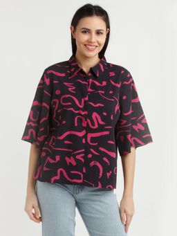 Zink London - Womens Black Printed Top