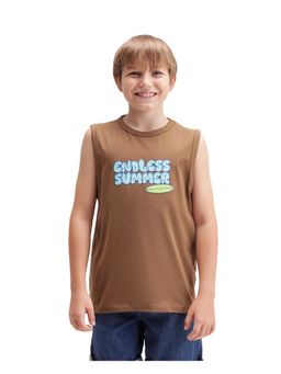RARE ONES - Brown Typography Sleeveless T-Shirt