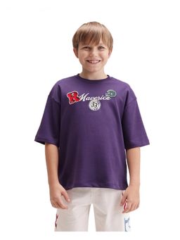 RARE ONES - Purple Badge Detail Oversized T-Shirt
