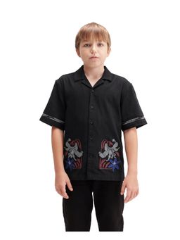 RARE ONES - Black Embroidered Half Sleeve Shirt