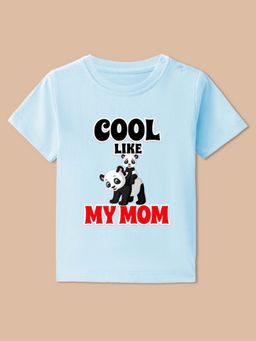 BLUSHES - Blue Knit Half Sleeves Cool Like My Mom Printed T-Shirt