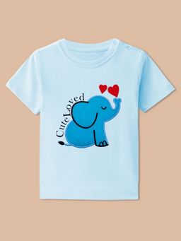 BLUSHES - Blue Knit Half Sleeves Cute Loved Graphic Print T-Shirt
