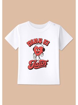 BLUSHES - White Knit Half Sleeve Mamu Ki Jaan Printed T-Shirt