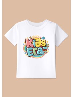 BLUSHES - White Knit Half Sleeves Kids Era Printed T-Shirt