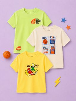 Kidbea - Multi-Colour Bamboo Kids Comfort T-Shirt (Pack of 3)