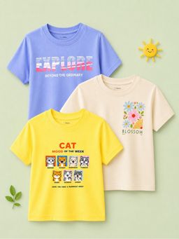 Kidbea - Multi-Colour Bamboo Kids Comfort T-Shirt (Pack of 3)