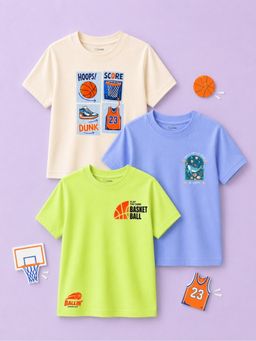 Kidbea - Multi-Colour Bamboo Kids Comfort T-Shirt (Pack of 3)