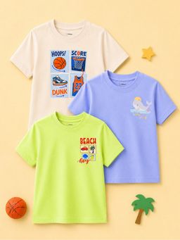 Kidbea - Multi-Colour Bamboo Kids Comfort T-Shirt (Pack of 3)
