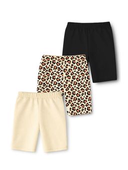 Trampoline - Girls Multi-Colour Cotton Lycra Printed Shorts (Pack of 3)
