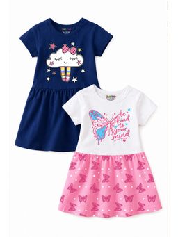 Trampoline - Girls Multi-Colour Printed A-Line Dress (Pack of 2)