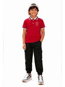 Trampoline - Red Boys Polo T-Shirt and Cargo Joggers