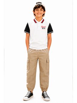 Trampoline - White Boys Polo T-Shirt and Cargo Joggers