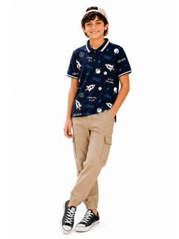 Trampoline - Navy Blue Boys Polo T-Shirt and Cargo Joggers