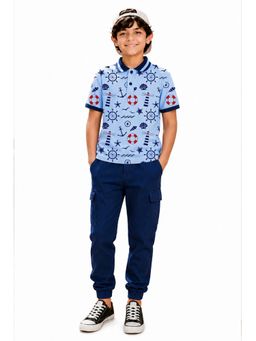 Trampoline - Blue Boys Polo T-Shirt and Cargo Joggers