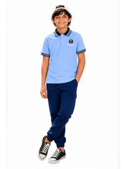 Trampoline - Blue Boys Polo T-Shirt and Cargo Joggers