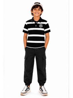Trampoline - Multi-Colour Boys Stripes Polo T-Shirt and Cargo Joggers