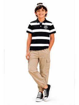Trampoline - Multi-Colour Boys Stripes Polo T-Shirt and Cargo Joggers