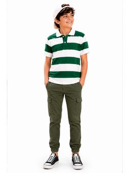 Trampoline - Multi-Colour Boys Stripes Polo T-Shirt and Cargo Joggers