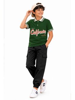 Trampoline - Green Boys Polo T-Shirt and Cargo Joggers