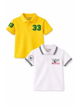 Trampoline - Multi-Colour Boys 33 Number and Motorcycle Printed Polo T-Shirt (Pack of 2)