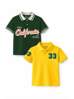 Trampoline - Multi-Colour Boys 33 Number and California Printed Polo T-Shirt (Pack of 2)