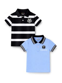 Trampoline - Multi-Colour Boys and Striped Printed Polo T-Shirt (Pack of 2)