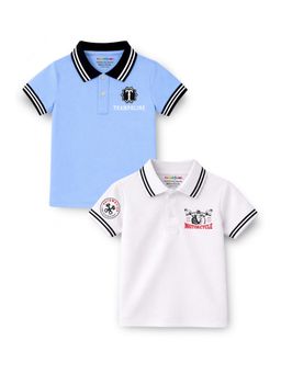 Trampoline - Multi-Colour Boys and Motorcycle Printed Polo T-Shirt (Pack of 2)