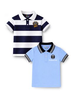 Trampoline - Multi-Colour Boys and Striped Printed Polo T-Shirt (Pack of 2)