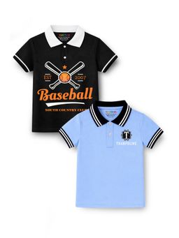 Trampoline - Multi-Colour Boys and Basketball Printed Polo T-Shirt (Pack of 2)