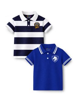 Trampoline - Multi-Colour Boys Horse and Striped Printed Polo T-Shirt (Pack of 2)