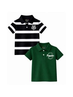 Trampoline - Multi-Colour Boys Striped and Printed Polo T-Shirt (Pack of 2)