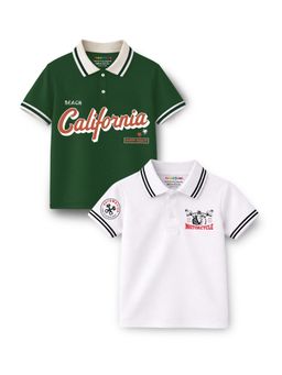Trampoline - Multi-Colour Motorcycle and California Printed Polo T-Shirt (Pack of 2)