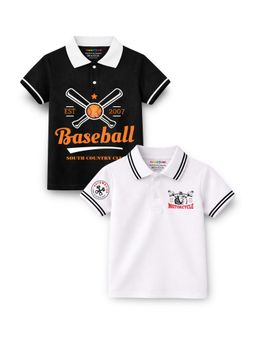 Trampoline - Multi-Colour Motorcycle and Basketball Printed Polo T-Shirt (Pack of 2)