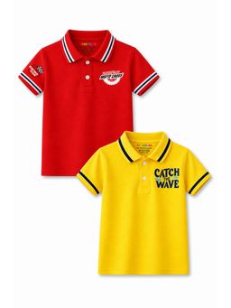 Trampoline - Multi-Colour Boys and Catch Wave Printed Polo T-Shirt (Pack of 2)