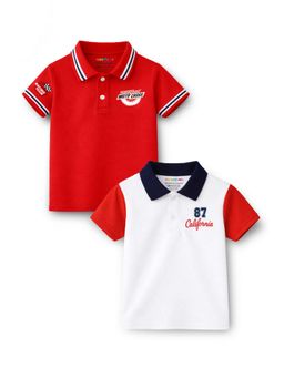 Trampoline - Multi-Colour Boys and 87 California Printed Polo T-Shirt (Pack of 2)