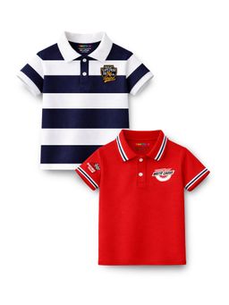 Trampoline - Multi-Colour Boys and Striped Printed Polo T-Shirt (Pack of 2)