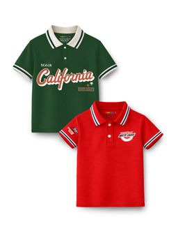 Trampoline - Multi-Colour Boys and California Printed Polo T-Shirt (Pack of 2)