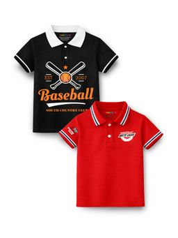 Trampoline - Multi-Colour Boys and Basketball Printed Polo T-Shirt (Pack of 2)