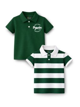Trampoline - Multi-Colour Boys Striped and Printed Polo T-Shirt (Pack of 2)