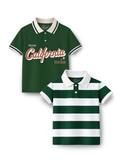 Trampoline - Boys Striped and California Printed Polo T-Shirt (Pack of 2)