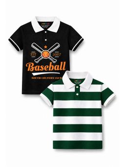 Trampoline - Boys Striped and Basketball Printed Polo T-Shirt (Pack of 2)