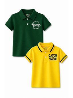 Trampoline - Multi-Colour Boys and Catch Wave Printed Polo T-Shirt (Pack of 2)